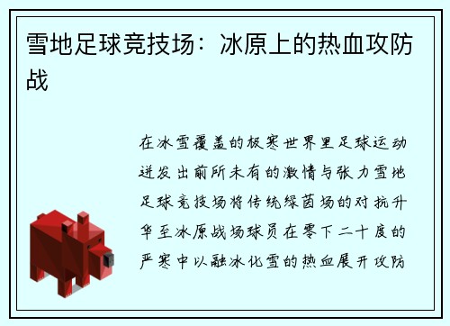 雪地足球竞技场：冰原上的热血攻防战
